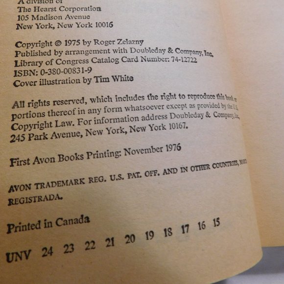 Roger Zelazny Books The Guns of Avalon and Sign of the Unicorn VINTAGE 1970's - Picture 6 of 6